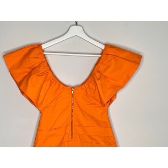 Seven Wonders The Label Gigi Ruffle Sleeve Bodycon Mini Dress Orange Women's S - Picture 7 of 10
